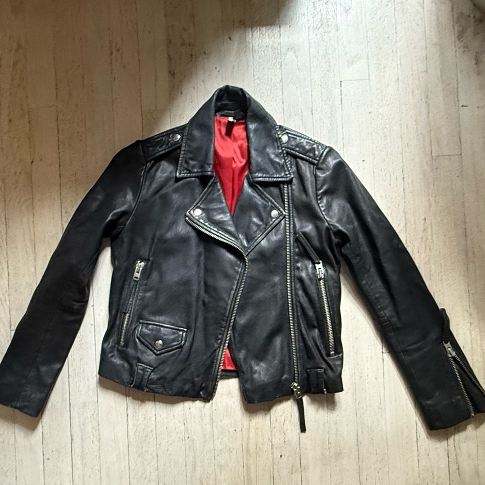 Topshop Black Jacket with Red Interior
